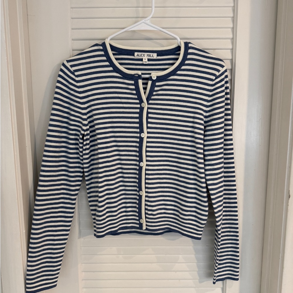 Alex Mill Navy and White Striped Cardigan